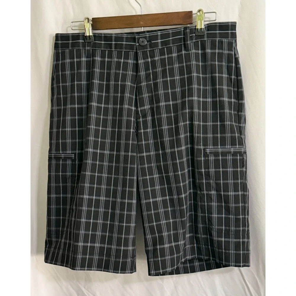 ADIDAS Shorts‎ Mens 32 Black Plaid Golf